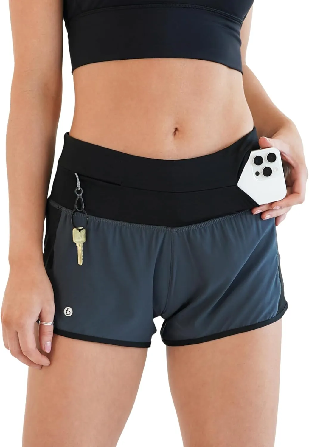 FlipBelt Womens Running Shorts  Built-in FlipBelt Running Belt for Phone/Essentials, Zipper Closure, USA Company