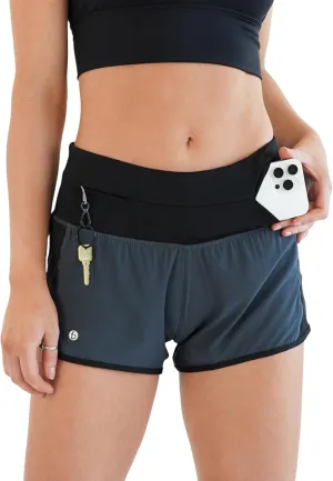 FlipBelt Womens Running Shorts  Built-in FlipBelt Running Belt for Phone/Essentials, Zipper Closure, USA Company