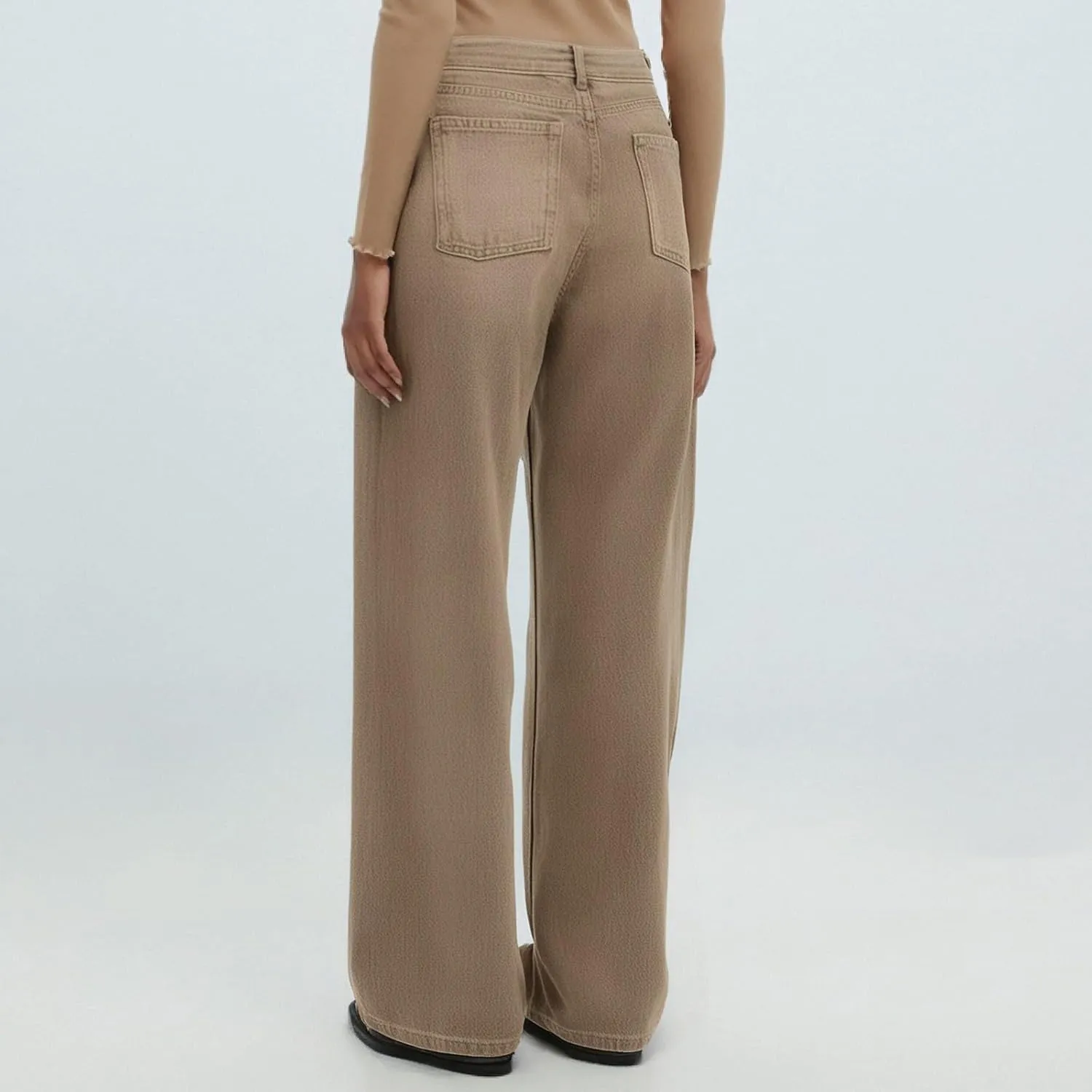 FQZWONG Wide Leg Jeans Woman Plus Size High Waisted Straight Palazzo Pants Loose Casual Solid Tummy Control Denim Sweatpants