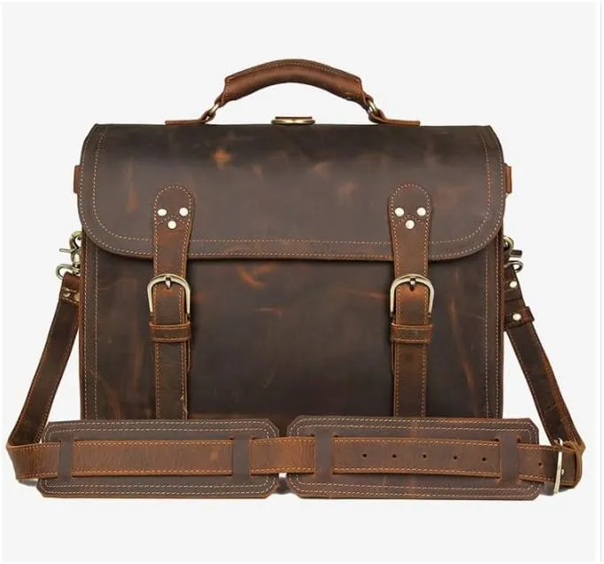 Genuine Leather Men Briefcase Backpack Leather Business Tote Travel Bag