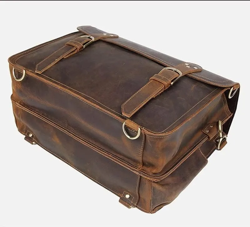 Genuine Leather Men Briefcase Backpack Leather Business Tote Travel Bag