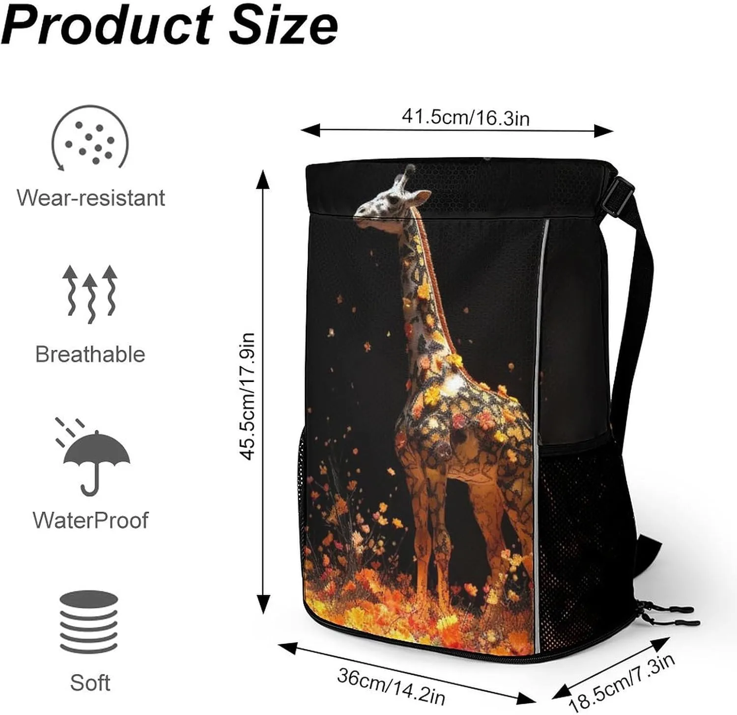 Gym Bag for Women Men Colorful GiraffeTravel Duffel Bag Large Capacity Sports Drawstring Backpack