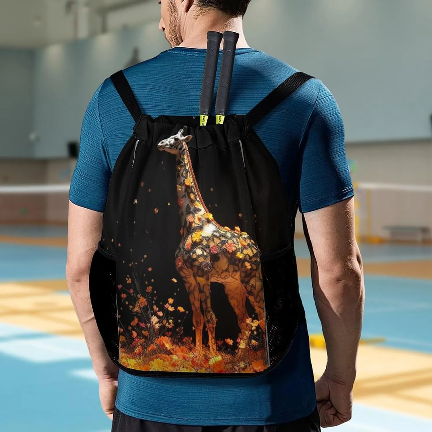 Gym Bag for Women Men Colorful GiraffeTravel Duffel Bag Large Capacity Sports Drawstring Backpack