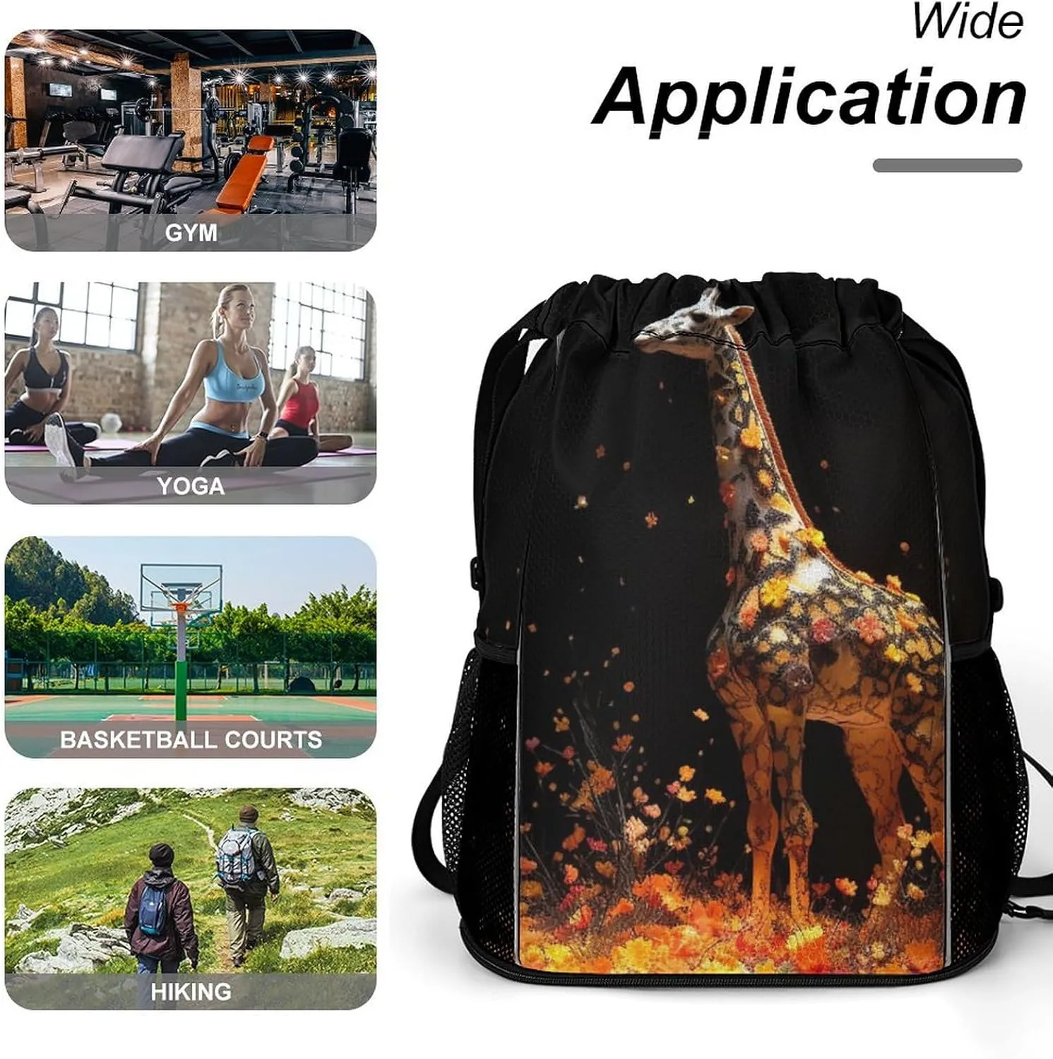 Gym Bag for Women Men Colorful GiraffeTravel Duffel Bag Large Capacity Sports Drawstring Backpack