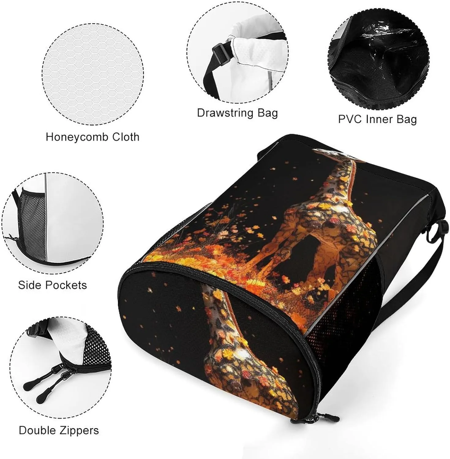 Gym Bag for Women Men Colorful GiraffeTravel Duffel Bag Large Capacity Sports Drawstring Backpack