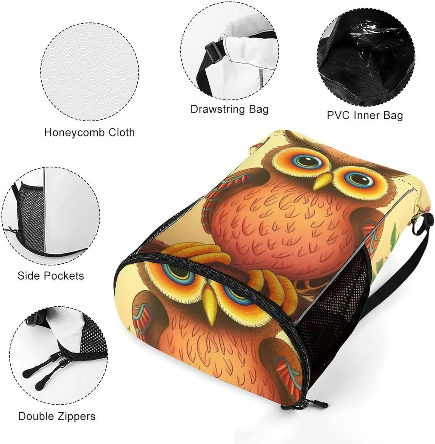 Gym Bag for Women Men Owl BeliefsTravel Duffel Bag Large Capacity Sports Drawstring Backpack