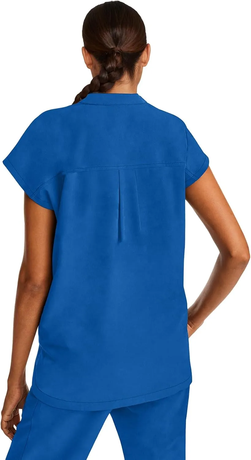 Healing Hands Women's Scrub Top Relaxed Fit Journey Top - 2 Pockets with Knit Details, Dolman Sleeve and Rounded Hem - 2152