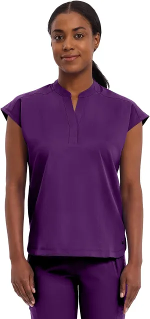 Healing Hands Women's Scrub Top Relaxed Fit Journey Top - 2 Pockets with Knit Details, Dolman Sleeve and Rounded Hem - 2152