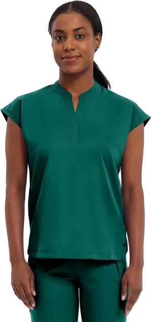 Healing Hands Women's Scrub Top Relaxed Fit Journey Top - 2 Pockets with Knit Details, Dolman Sleeve and Rounded Hem - 2152