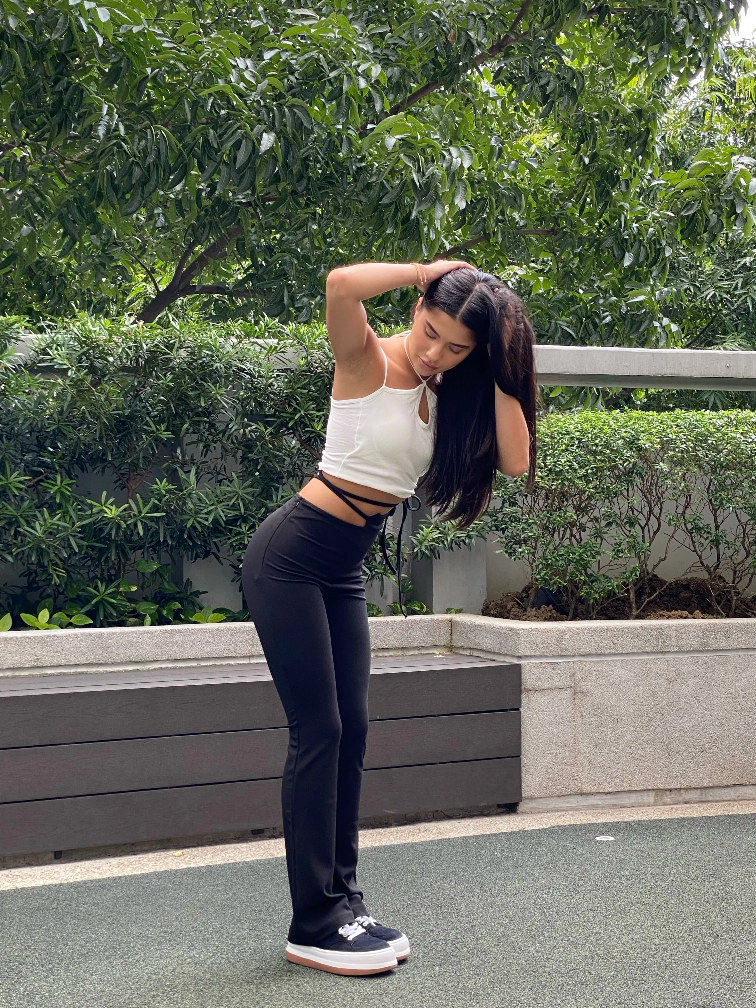 Highwaisted Strap Tie Waist Pants