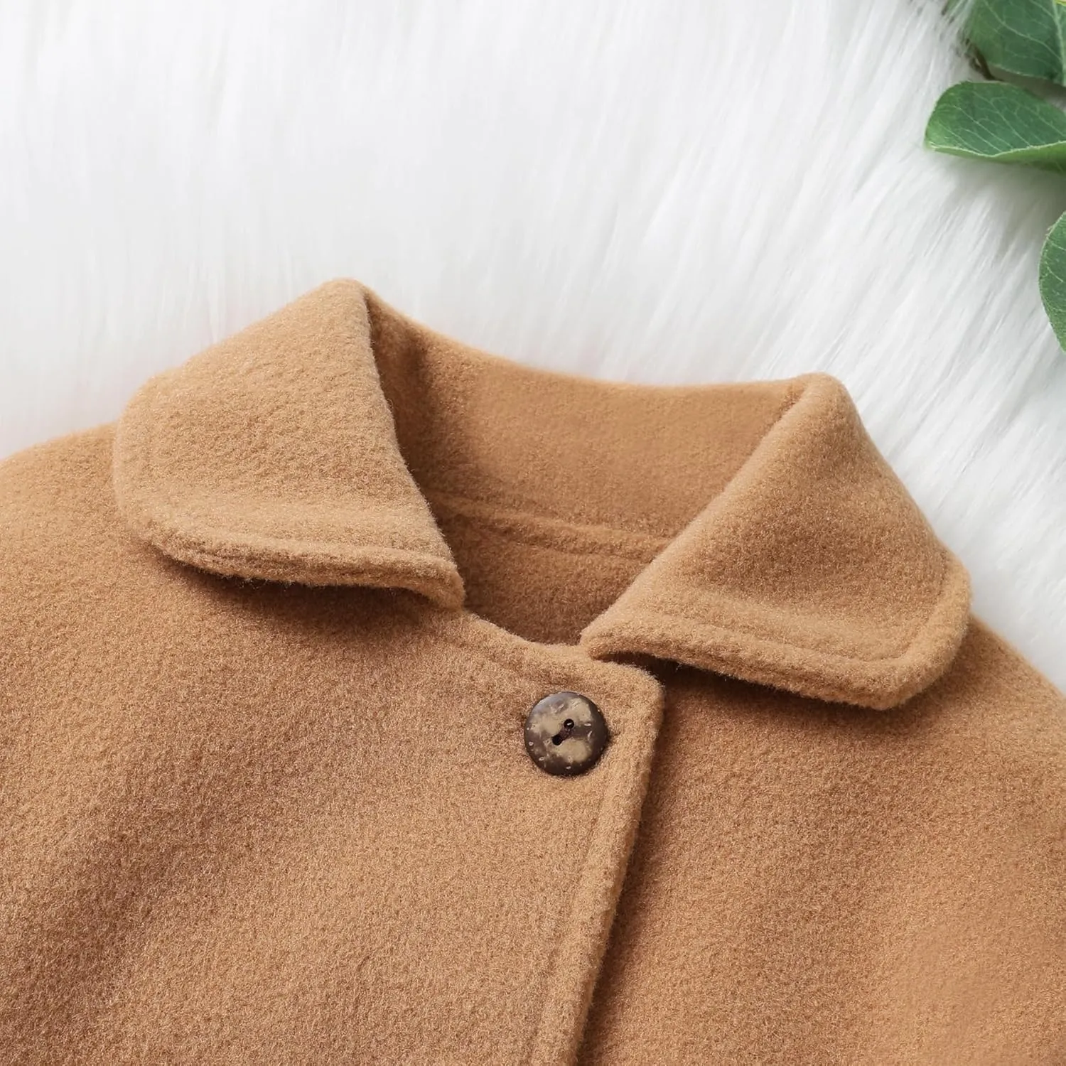 JEELLIGULAR Toddler Baby Girl Coats Kids Cloak Button Warm Thick Jacket Clothes Baby Fall Winter Outwear Clothes Set