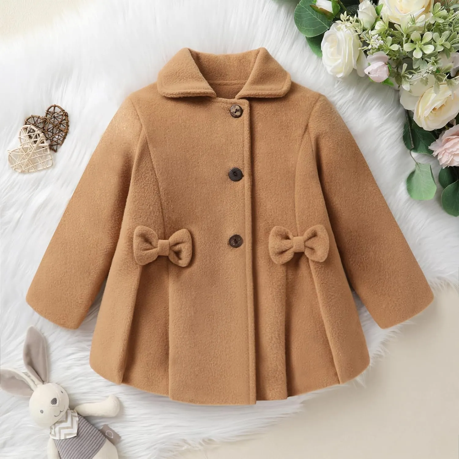 JEELLIGULAR Toddler Baby Girl Coats Kids Cloak Button Warm Thick Jacket Clothes Baby Fall Winter Outwear Clothes Set