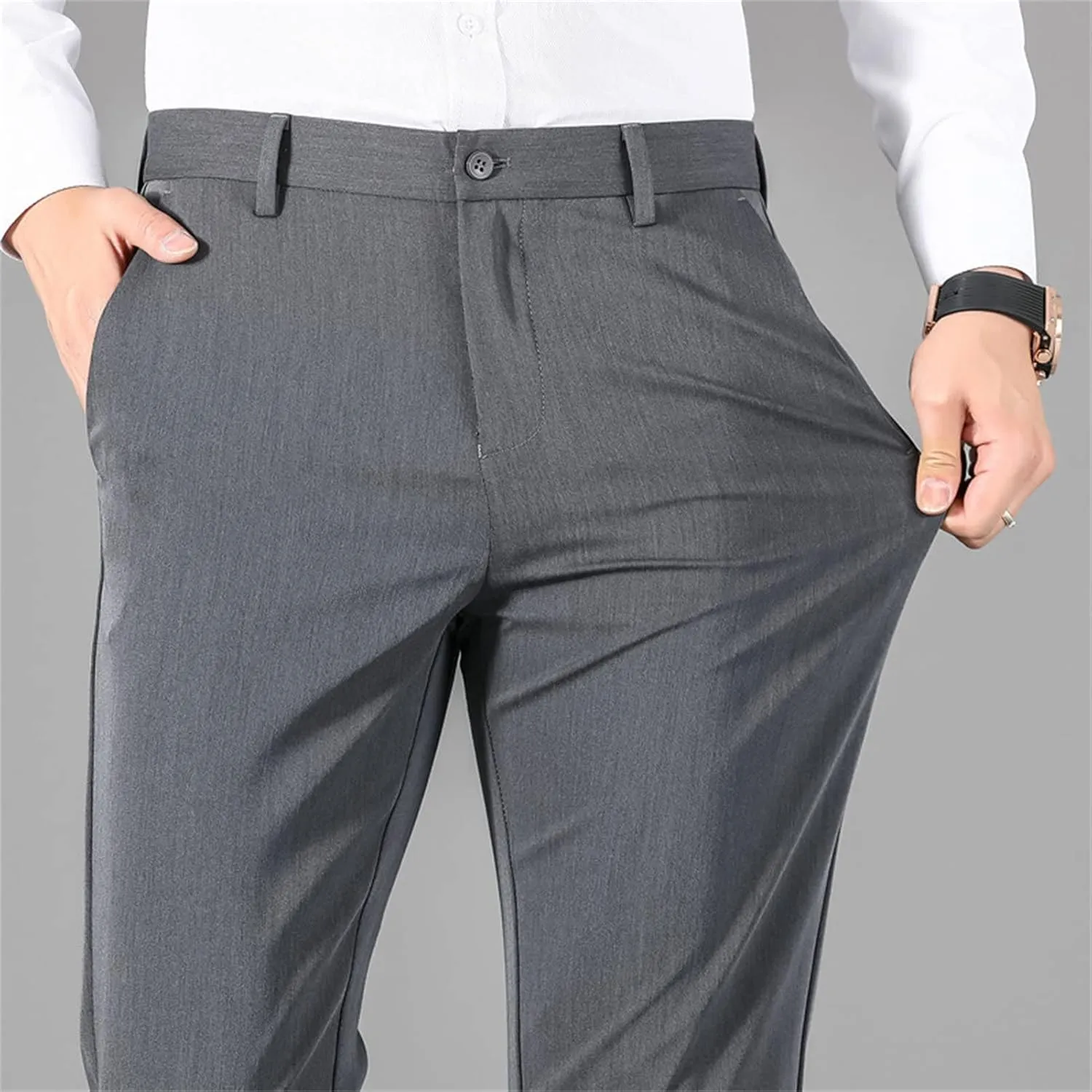 JEShifangjiusu Men's Skinny Fit Stretch Dress Pant Classic-Fit Wrinkle-Resistant Pleated Chino Pant Lightweight Athletic Pant