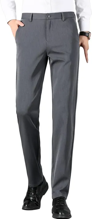 JEShifangjiusu Men's Skinny Fit Stretch Dress Pant Classic-Fit Wrinkle-Resistant Pleated Chino Pant Lightweight Athletic Pant