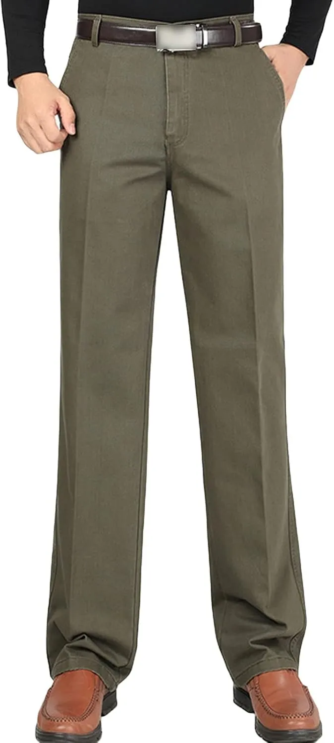 JEShifangjiusu Men's Stretch Dress Pants Casual Slim Fit Skinny Suit Pants Chino Pant Business Fit Flex Flat Front Pant (34,Army Green), Army Green, 34