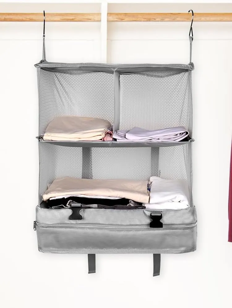 JY Portable Hanging Travel Shelves Large Capacity Hanging Packing Luggage Organizer Foldable Hanging Travel Organizers Bag Breathable Travel Packing Garment Bag for Suitcase GUANSHANG
