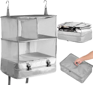 JY Portable Hanging Travel Shelves Large Capacity Hanging Packing Luggage Organizer Foldable Hanging Travel Organizers Bag Breathable Travel Packing Garment Bag for Suitcase GUANSHANG