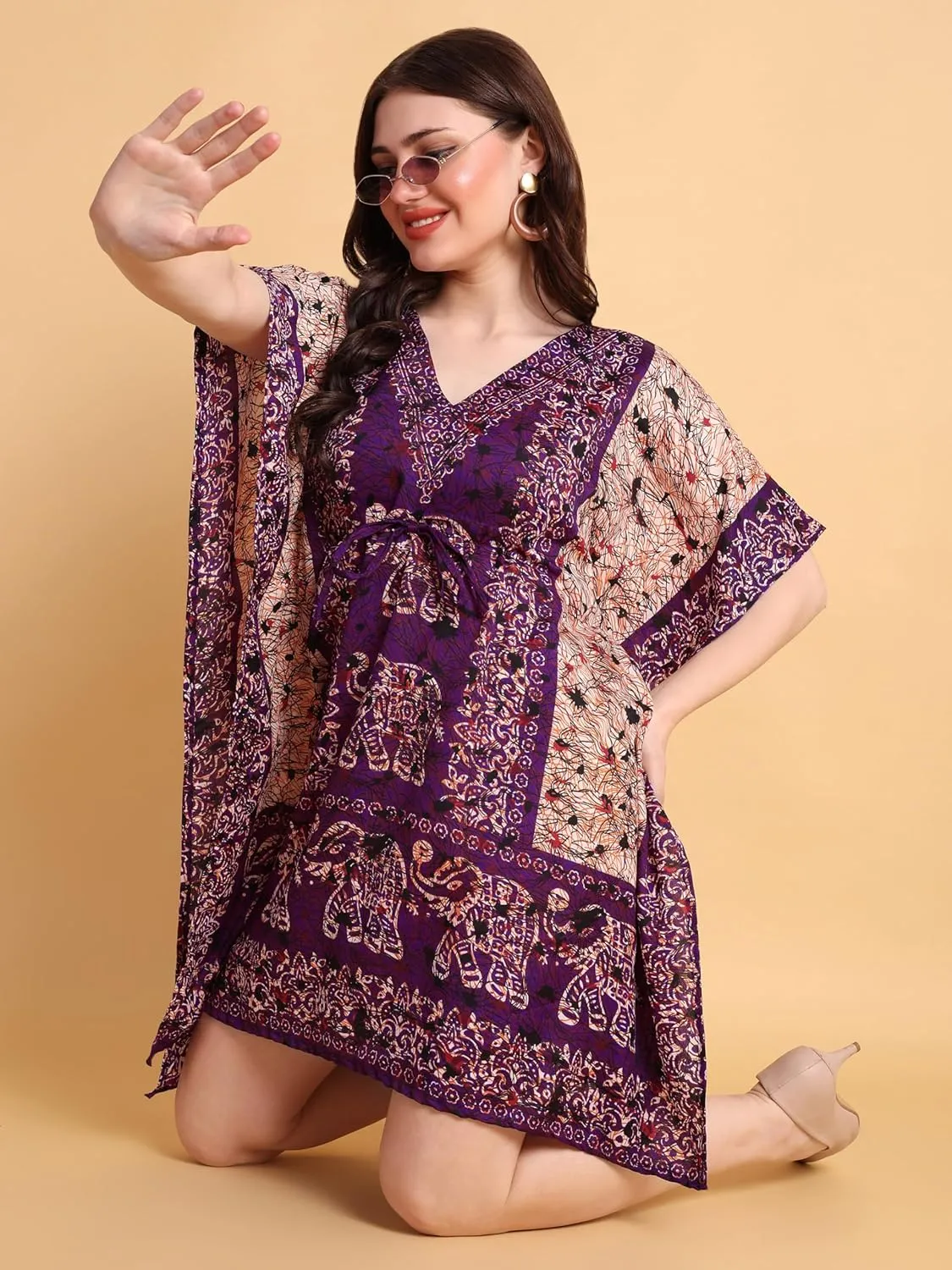 Kaftan New Years Dresses for Women Plus Size Midi Beach Cover up Caftans for Women Free Size