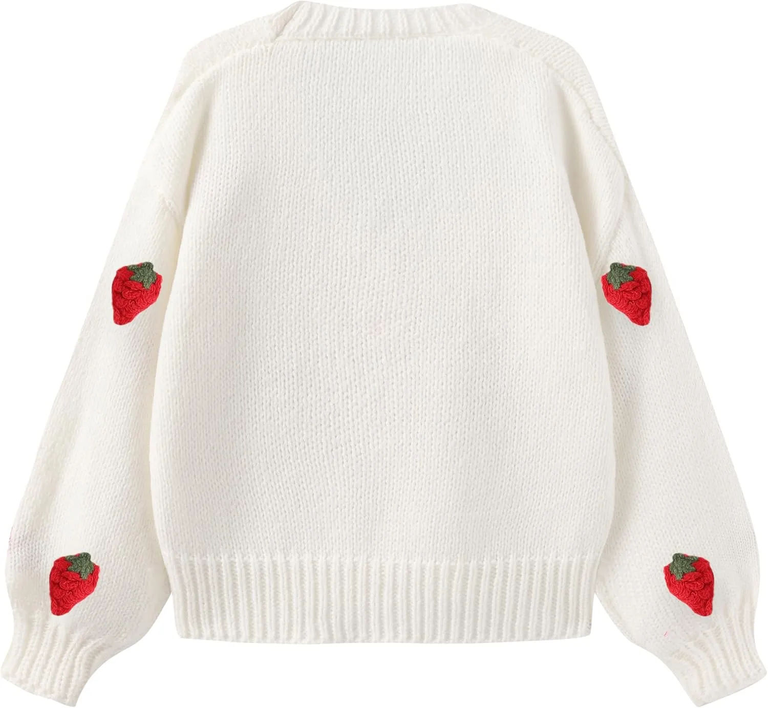 Kawaii Sweet Japanese Women's Fruit Strawberry Pink Embroidery Printed Button Knitted Cardigan Sweater Coat