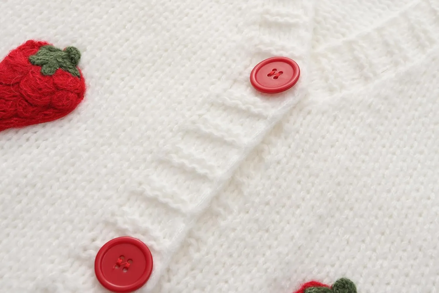 Kawaii Sweet Japanese Women's Fruit Strawberry Pink Embroidery Printed Button Knitted Cardigan Sweater Coat