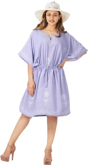LA LEELA Women's Short Caftan Boho Mini Dress