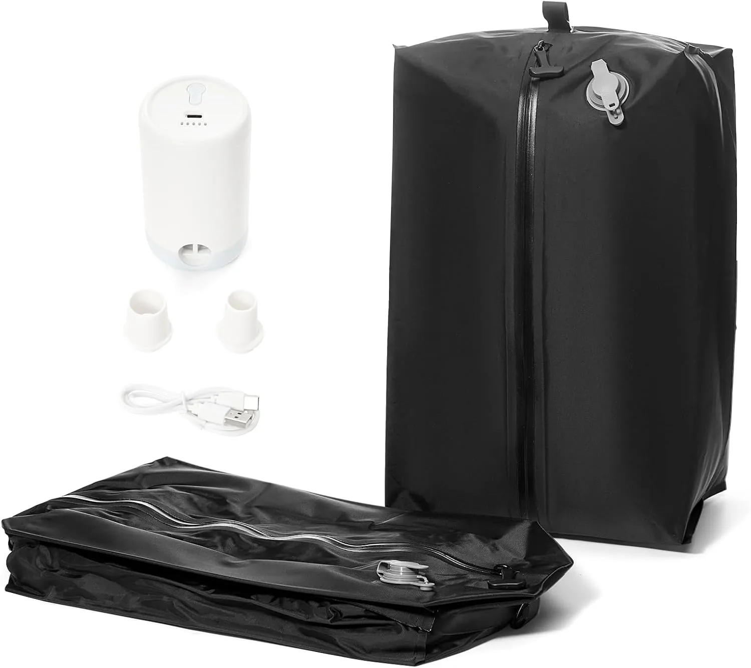 Large Vacuum Seal Bags for Clothing,Travel Pack Vacuum Kit,Compression Bag with Waterproof Zipper,Space Saver Bag for Suitcases BackpackBlack 1PC Pump24L