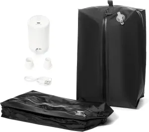 Large Vacuum Seal Bags for Clothing,Travel Pack Vacuum Kit,Compression Bag with Waterproof Zipper,Space Saver Bag for Suitcases BackpackBlack 1PC Pump24L