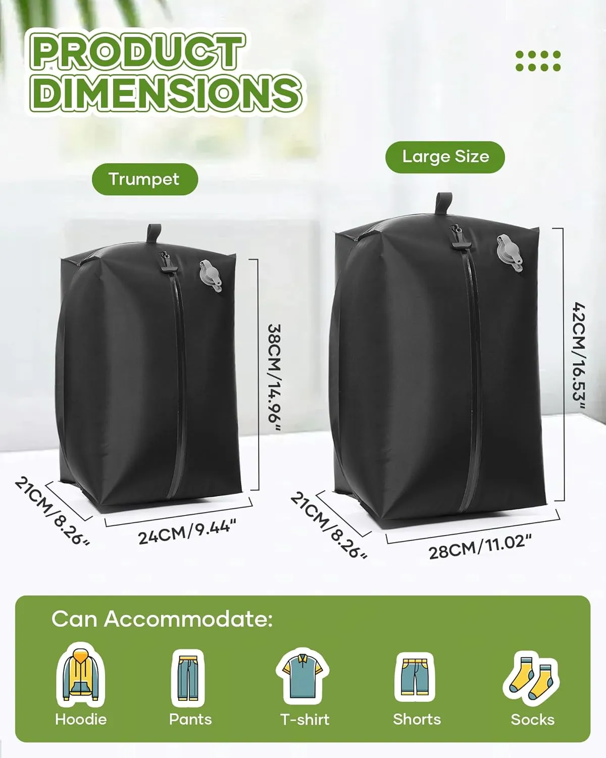 Large Vacuum Seal Bags for Clothing,Travel Pack Vacuum Kit,Compression Bag with Waterproof Zipper,Space Saver Bag for Suitcases BackpackBlack 1PC Pump24L
