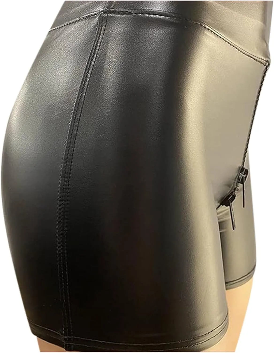 Leather Shorts for Women Stretchy Zipper High Waisted Slim Fit Skorts Comfort Casual Trendy Sexy Lightweight Clothings