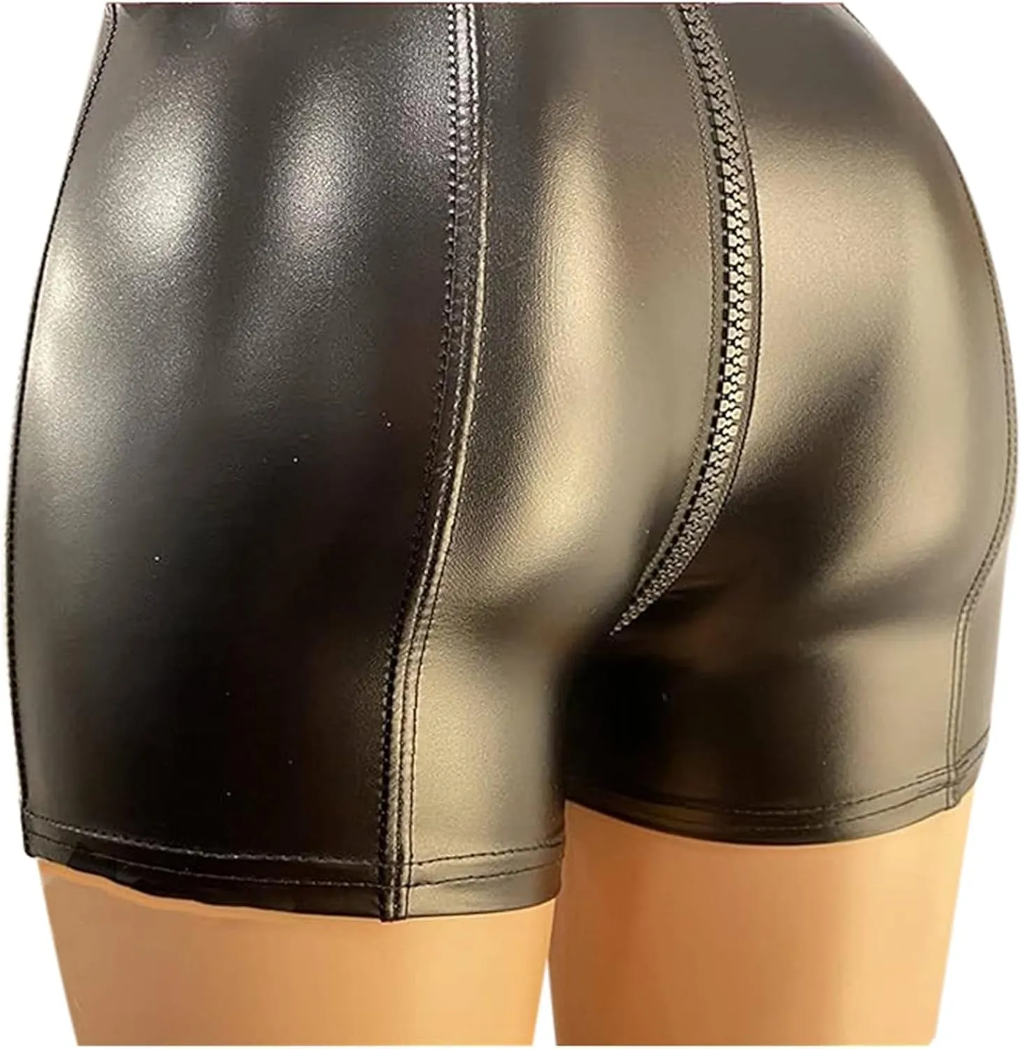 Leather Shorts for Women Stretchy Zipper High Waisted Slim Fit Skorts Comfort Casual Trendy Sexy Lightweight Clothings