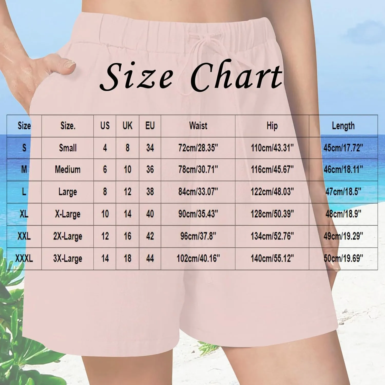 Linen Shorts for Women Summer Elastic High Waist Pant Beach Lounge Short Pants Vacation Outfits with Pockets