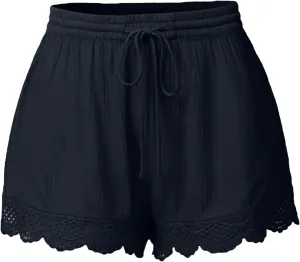 LRMQS Women's Casual Shorts with Pockets, Blue, Size 4X, Plus Size, 5 Inch, Loose Fit, Solid, 2 Pockets, Adult