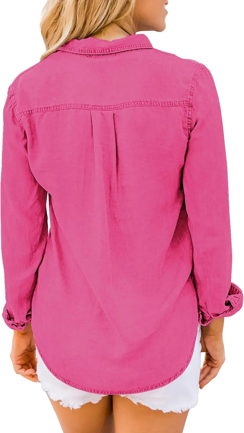 luvamia Denim Shirt Women Chambray Jean Western Shirts Long Sleeve Button Down Tops