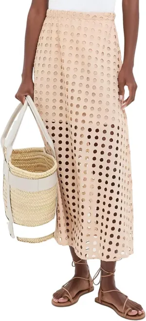 Melliflo Women's Eyelet Hollow Out Maxi Skirts Summer High Waisted Beach Skirt Casual Solid Long Skirt with Underneath 2025