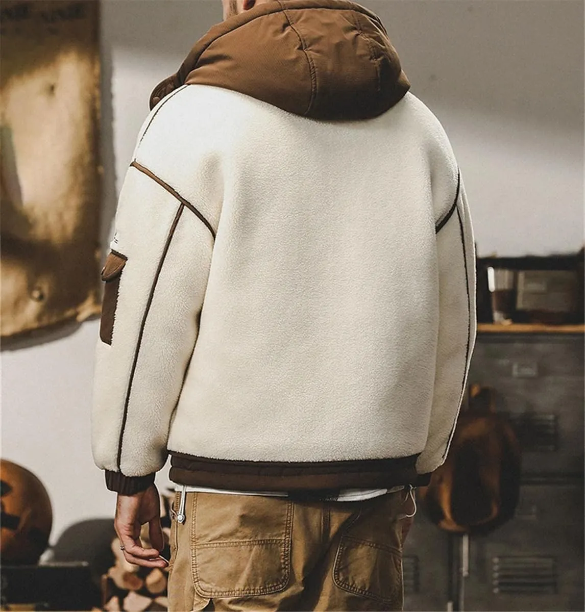 Men Winter Fashion White Duck Down Jacket Contrasted Color Outdoor Warm Coats Loose Hooded Down Overcoats