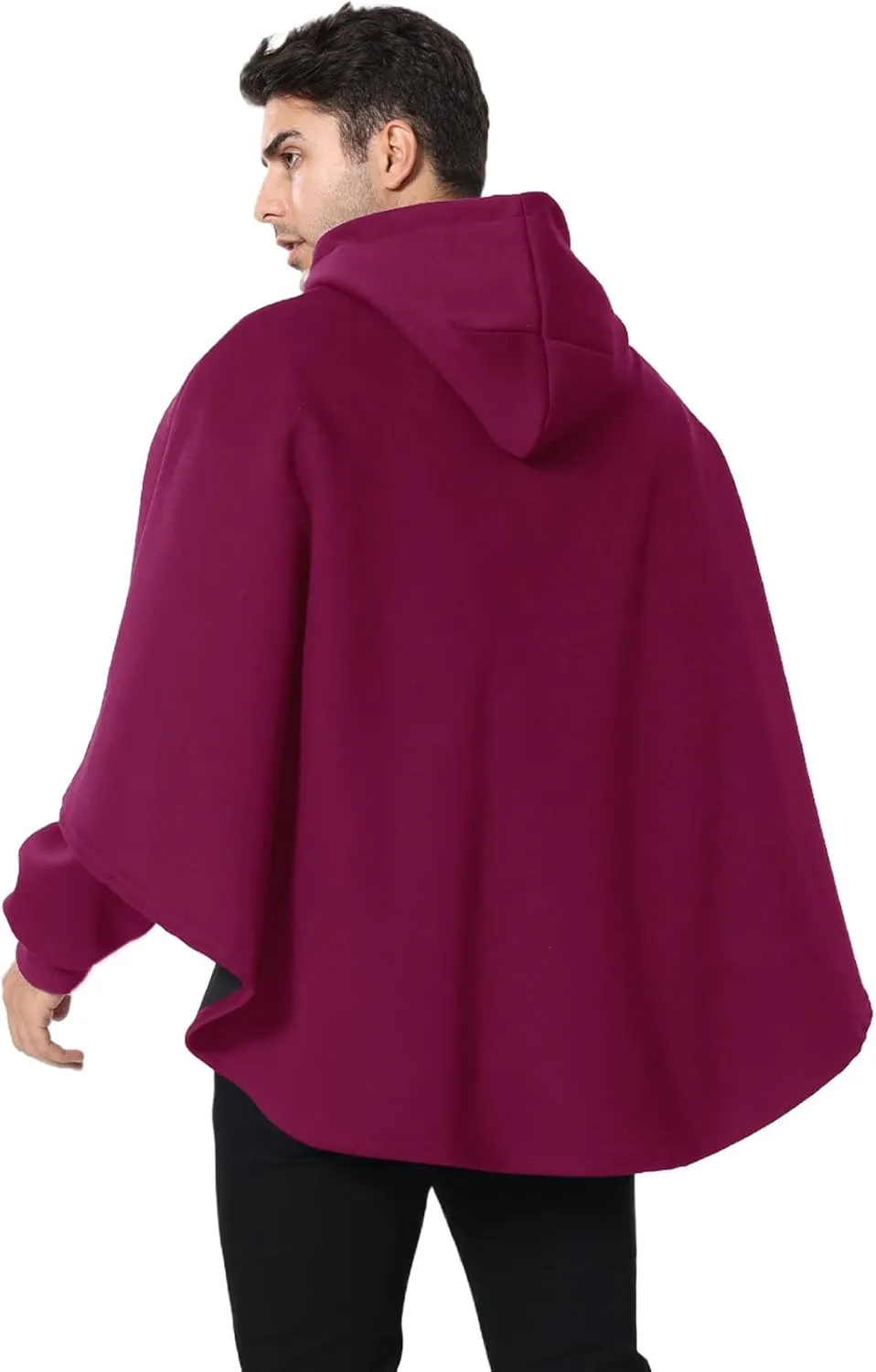 Men's Fashion Poncho Cape Cloak Hoodie Techwear Sweatshirts Unisex Lightweight Patchwork Hip Hop Casual Pullover