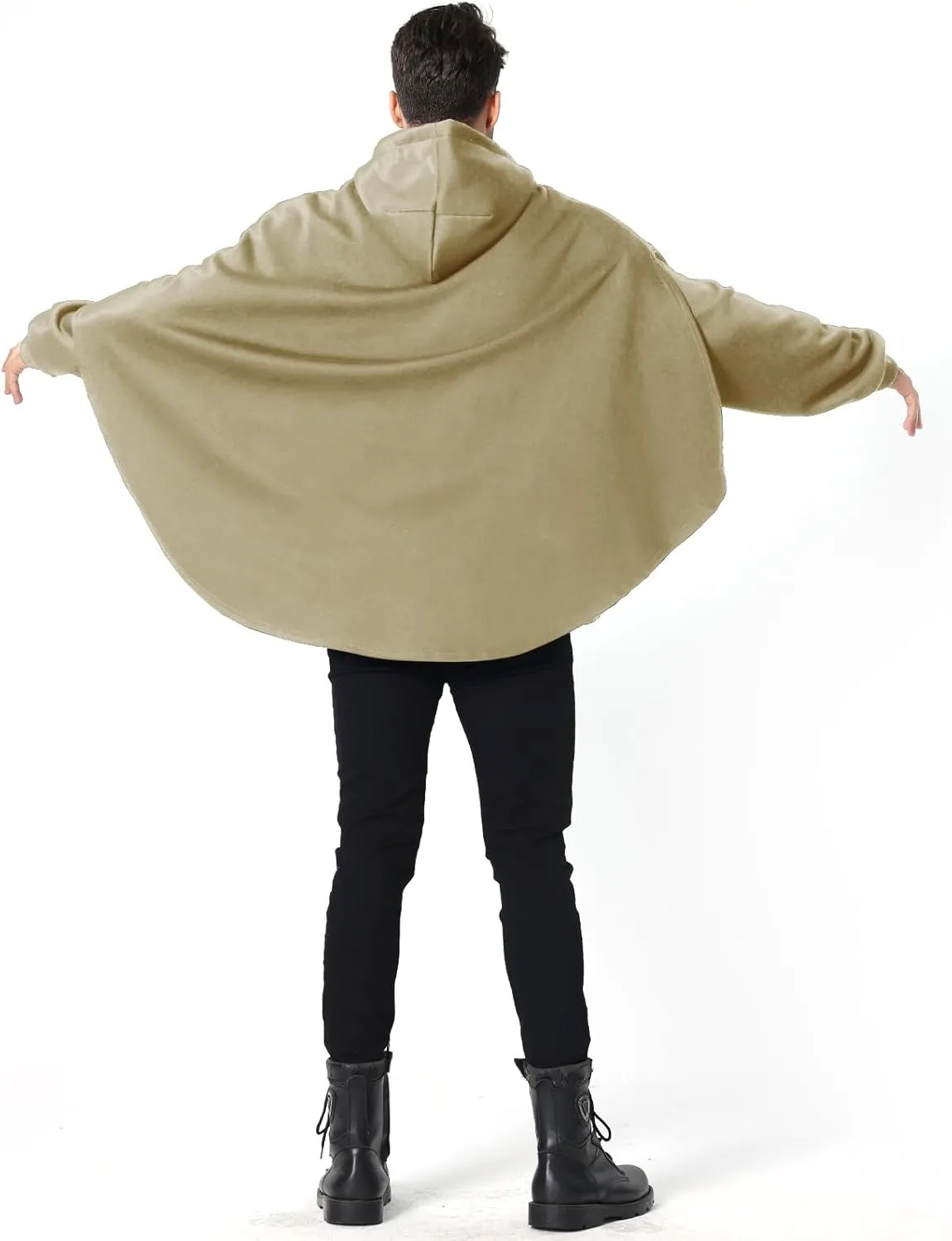Men's Fashion Poncho Cape Cloak Hoodie Techwear Sweatshirts Unisex Lightweight Patchwork Hip Hop Casual Pullover