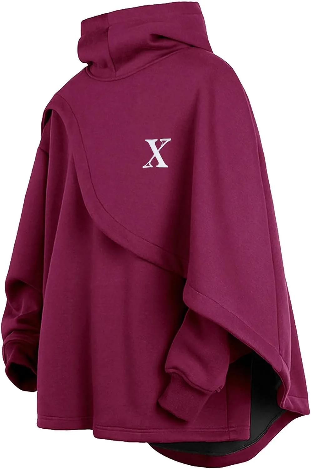 Men's Fashion Poncho Cape Cloak Hoodie Techwear Sweatshirts Unisex Lightweight Patchwork Hip Hop Casual Pullover