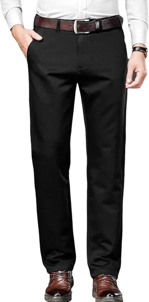 Men's Stretch Dress Pants Slim Fit Skinny Suit Pant Business Flex Flat Front Pant Wrinkle-Resistant Chino Pant (34,Black)