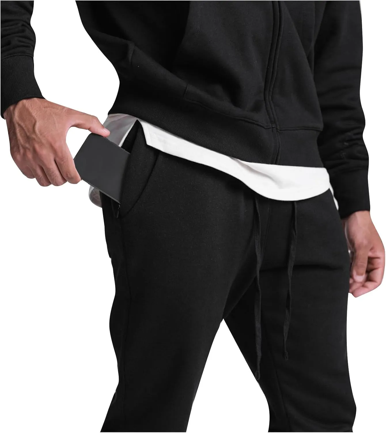Men's Stylish Slim Fit Joggers Pants Gym Workout Training Tapered Cropped Pants Solid Drawstring Sweat Track Pants