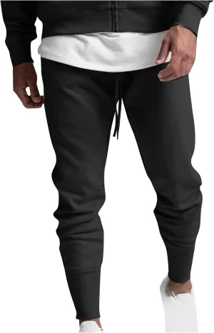 Men's Stylish Slim Fit Joggers Pants Gym Workout Training Tapered Cropped Pants Solid Drawstring Sweat Track Pants