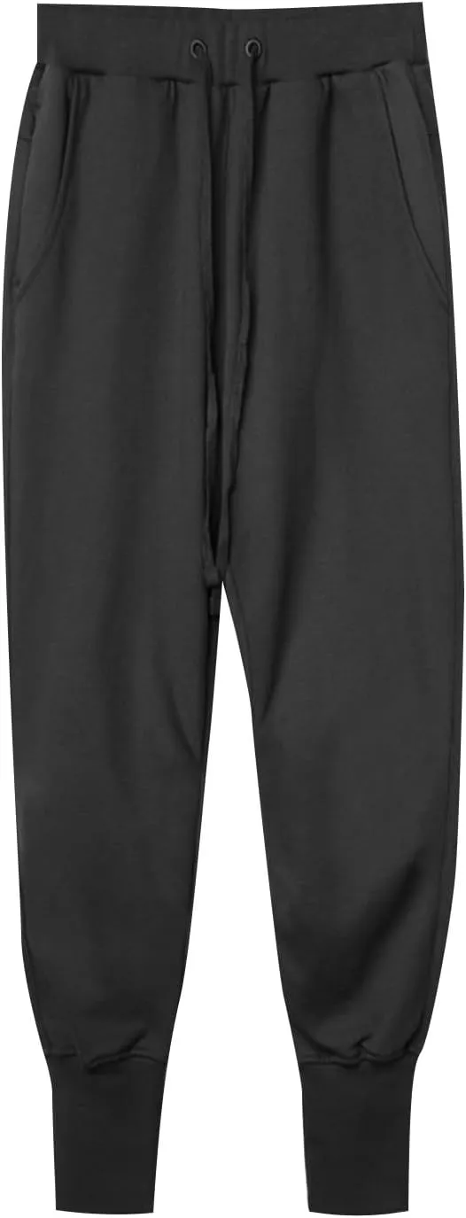 Men's Stylish Slim Fit Joggers Pants Gym Workout Training Tapered Cropped Pants Solid Drawstring Sweat Track Pants