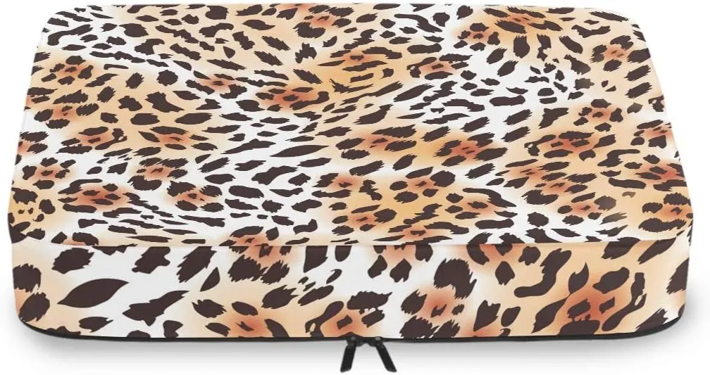 MNSRUU Packing Cubes Leopard Fur Brown Print Compression Luggage Cubes Travel Organizer Packing Bags for Suitcases, 4 PCS