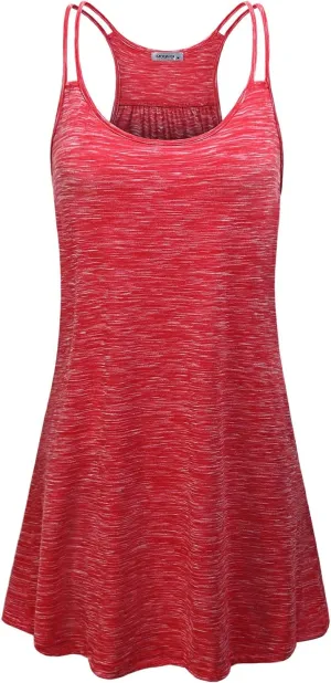 MOQIVGI Womens Scoop Neck Spaghetti Strap Casual Tank Dress with Pockets
