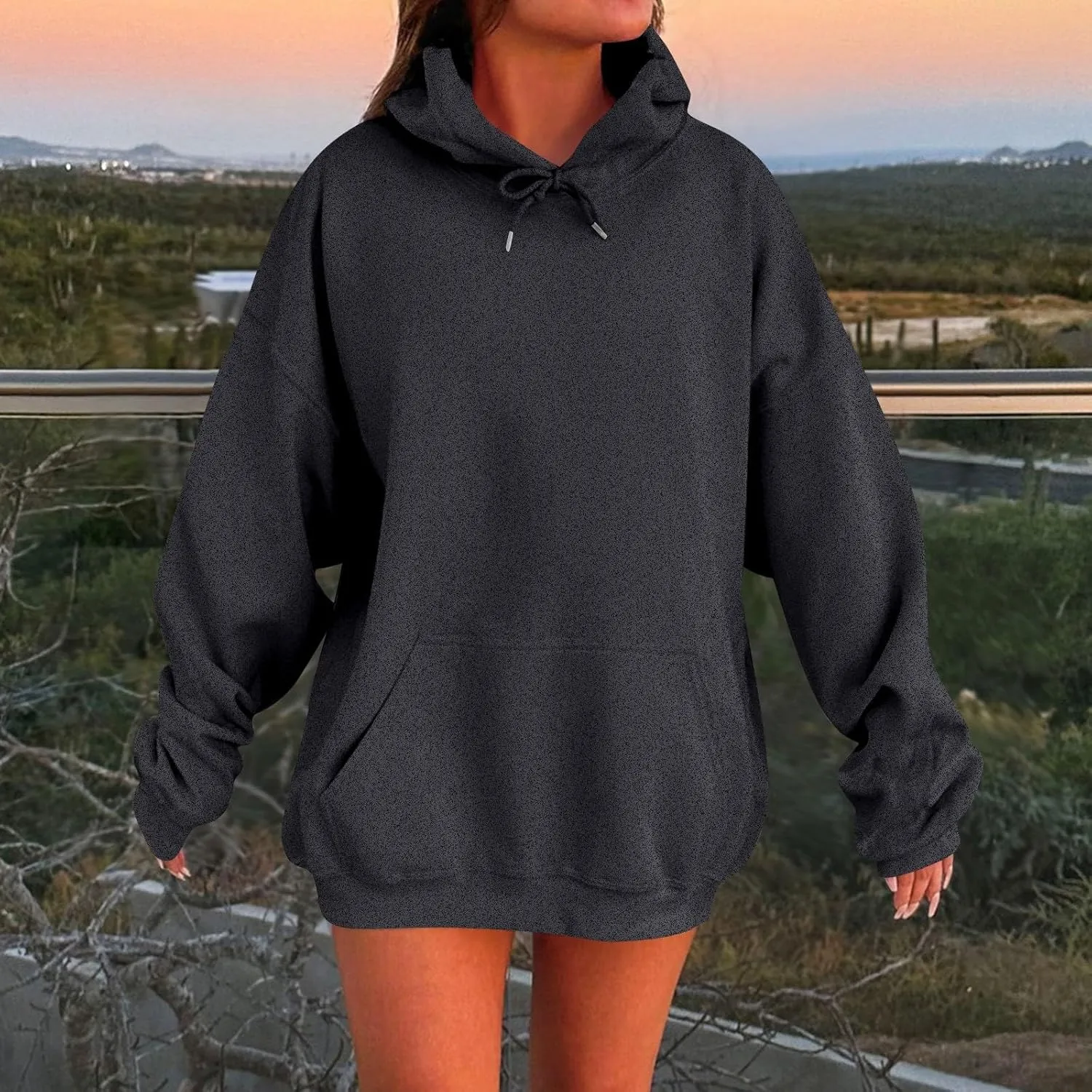 Oversized Hoodies For Women Plus Size Long Sleeve Drawstring Pullover Sweatshirt Trendy Winter Clothes With Pockets