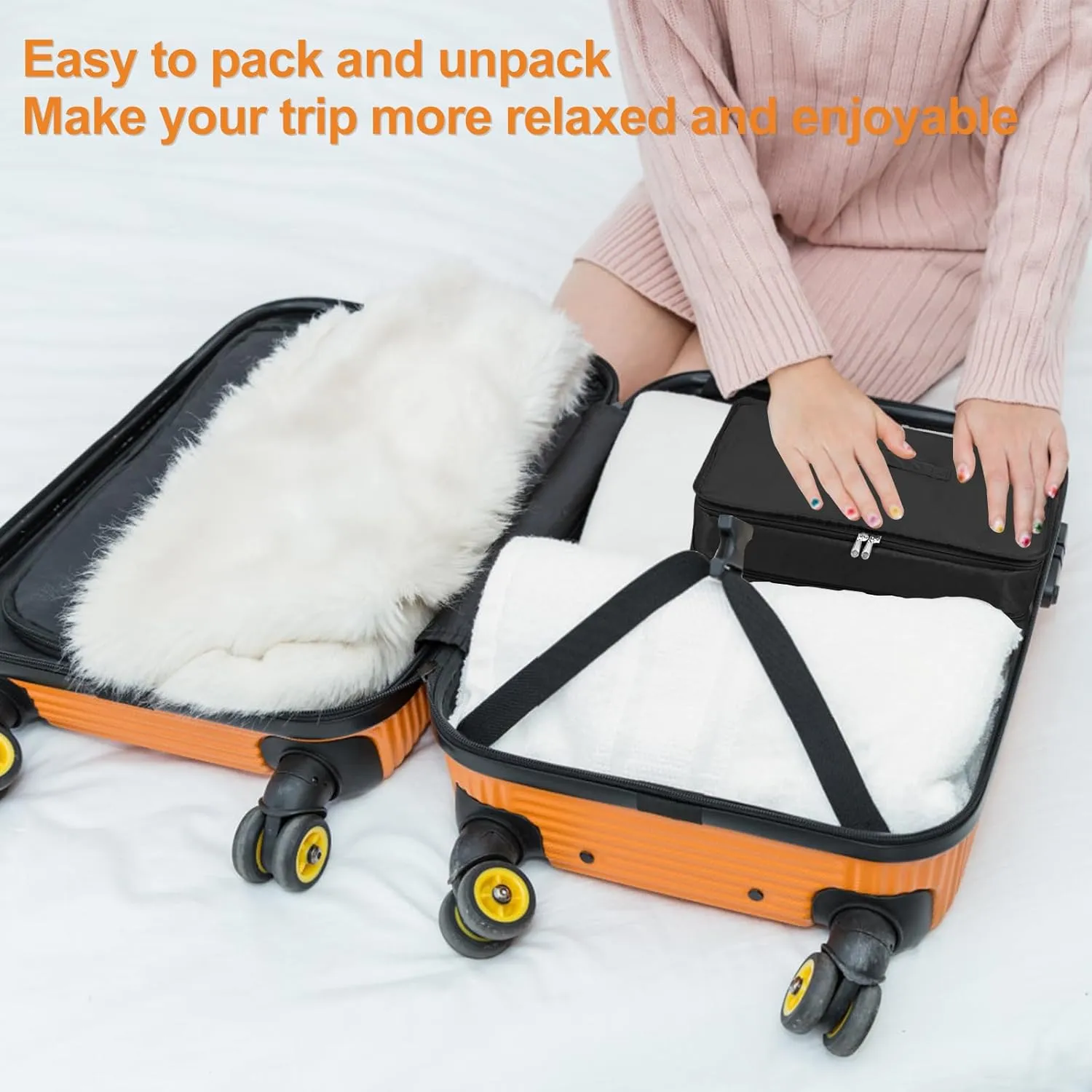 Portable Hanging Travel Shelves, Large Capacity Hanging Packing Luggage Organizer, Foldable Hanging Travel Organizers Bag, Breathable Travel Packing Garment Bag for Suitcase (Black, 45 * 30 * 64cm)