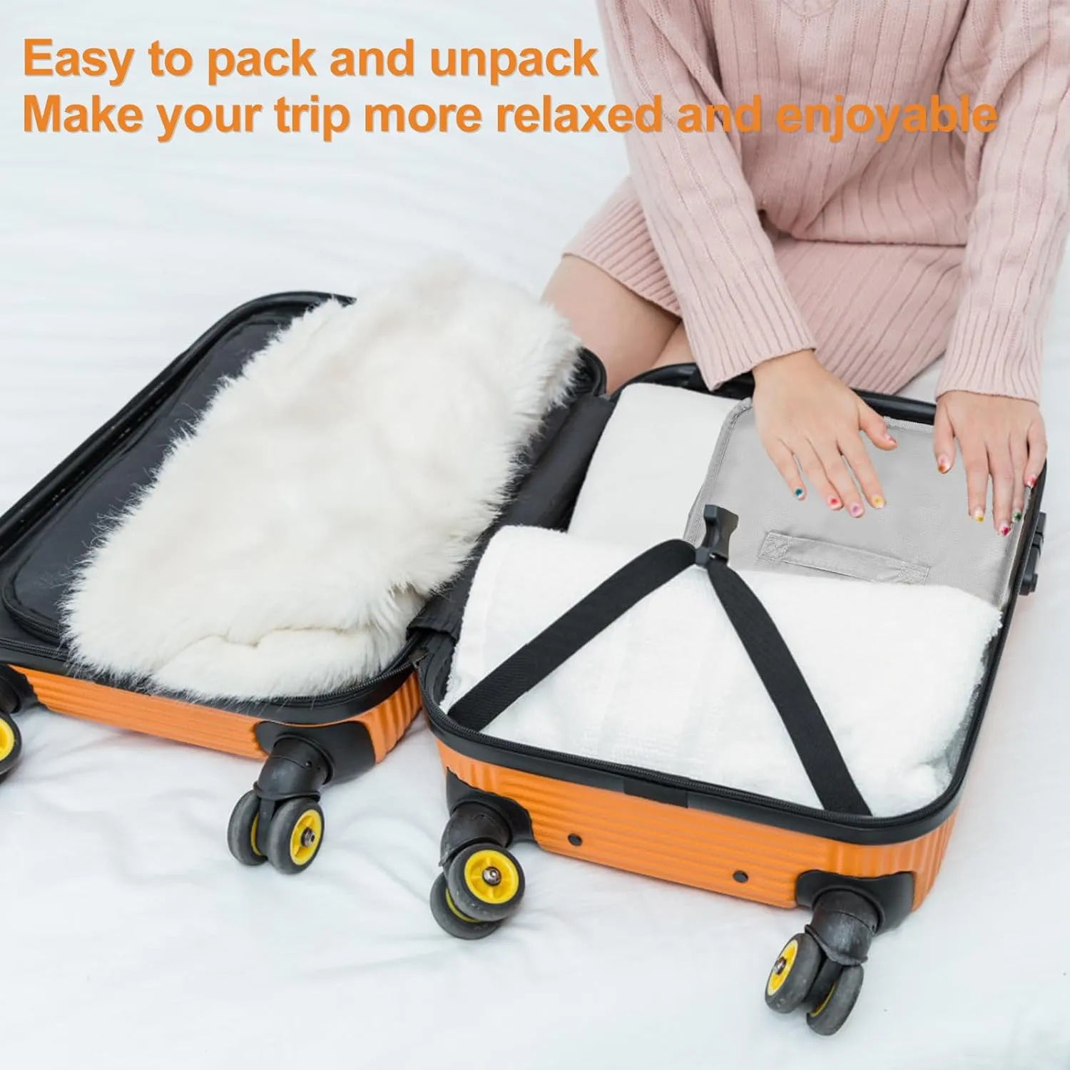 Portable Hanging Travel Shelves, Large Capacity Hanging Packing Luggage Organizer, Foldable Hanging Travel Organizers Bag, Breathable Travel Packing Garment Bag for Suitcase (Grey, 30 * 30 * 64cm)