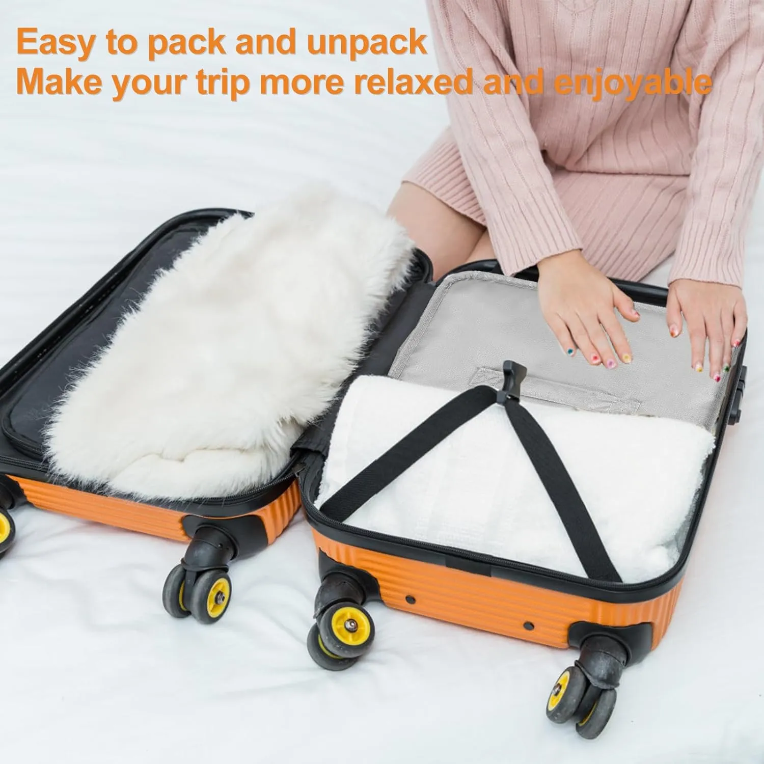Portable Hanging Travel Shelves, Large Capacity Hanging Packing Luggage Organizer, Foldable Hanging Travel Organizers Bag, Breathable Travel Packing Garment Bag for Suitcase (Grey, 45 * 30 * 64cm)