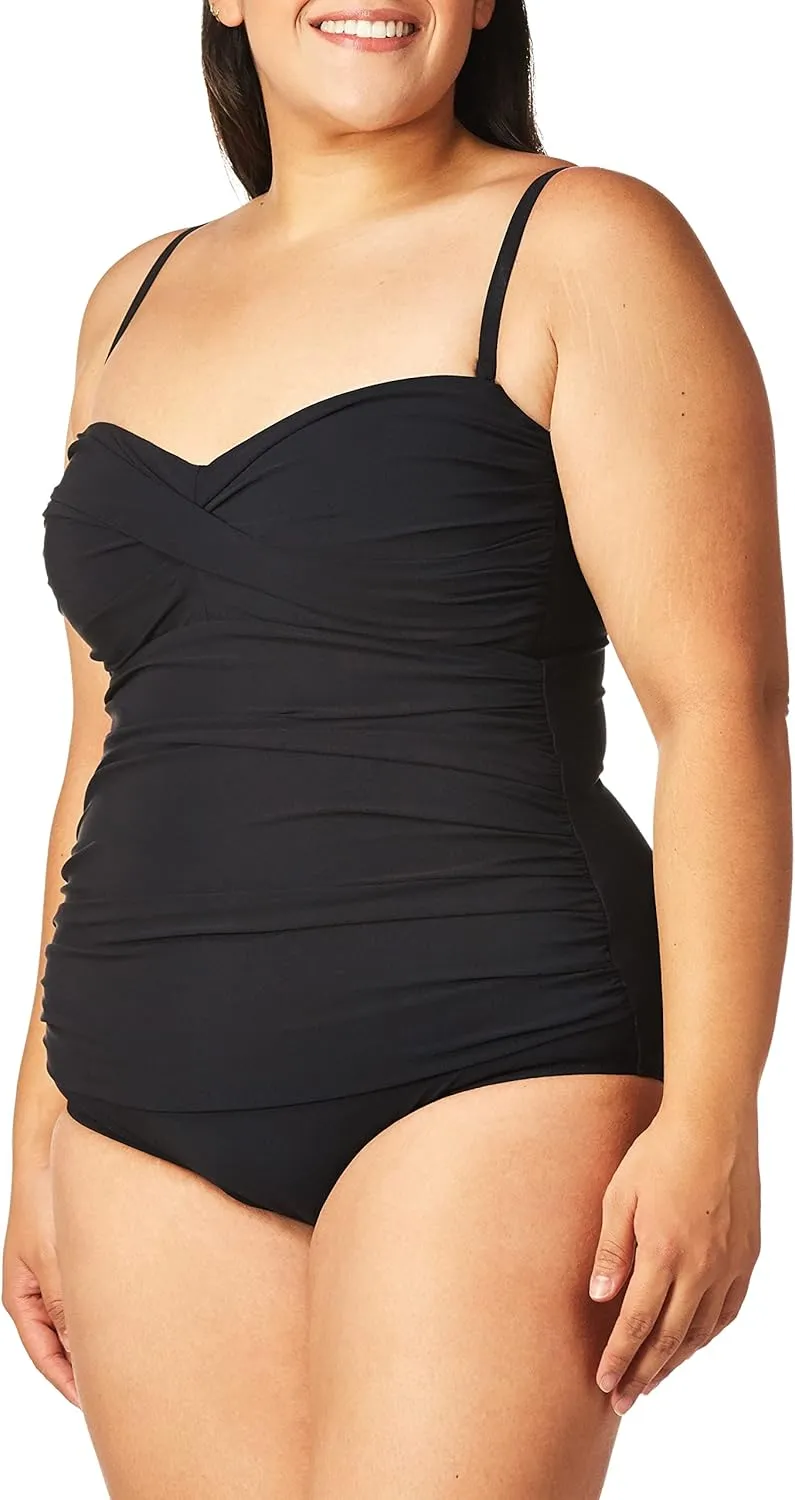 Profile by Gottex Women's Solid Twist Front Bandeau One Piece Swimsuit
