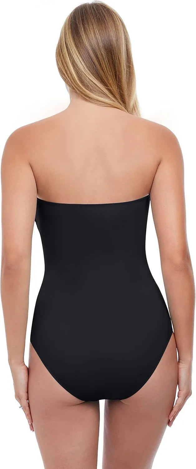 Profile by Gottex Women's Solid Twist Front Bandeau One Piece Swimsuit